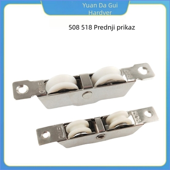 Rolka za klizna vrata od nehrđajućeg čelika, prilagodljiva, model G-7, promjer 107 mm, promjer osi 13 mm, radijus utora za konopac 5,2 mm