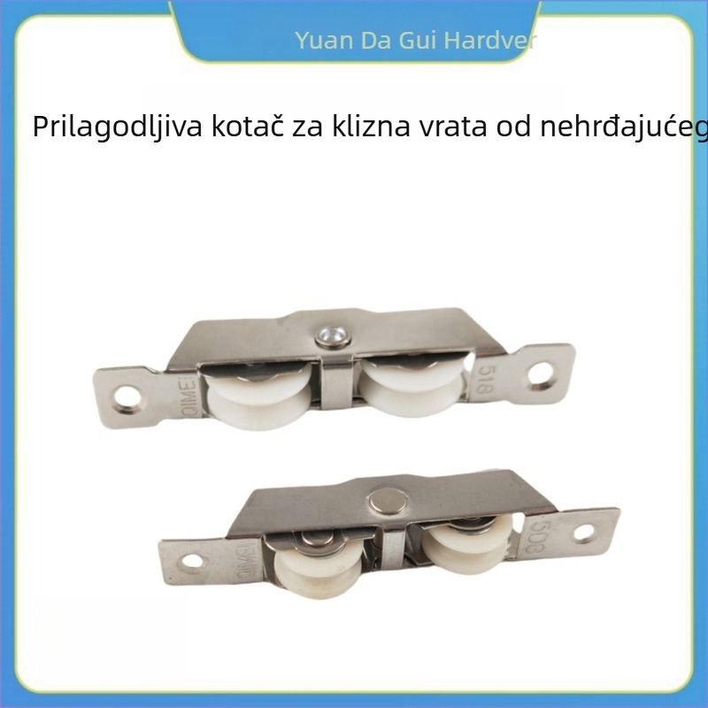 Rolka za klizna vrata od nehrđajućeg čelika, prilagodljiva, model G-7, promjer 107 mm, promjer osi 13 mm, radijus utora za konopac 5,2 mm