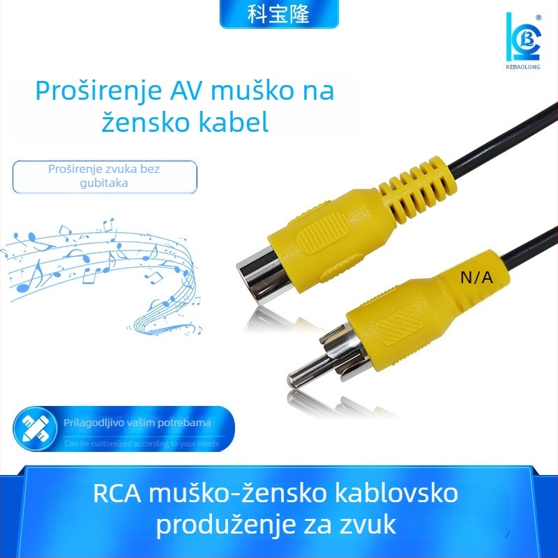 RCA muški–ženski audio kabel za auto – niklirano bakreno jezgro, čisti bakar vodič, audio/video produžni kabel