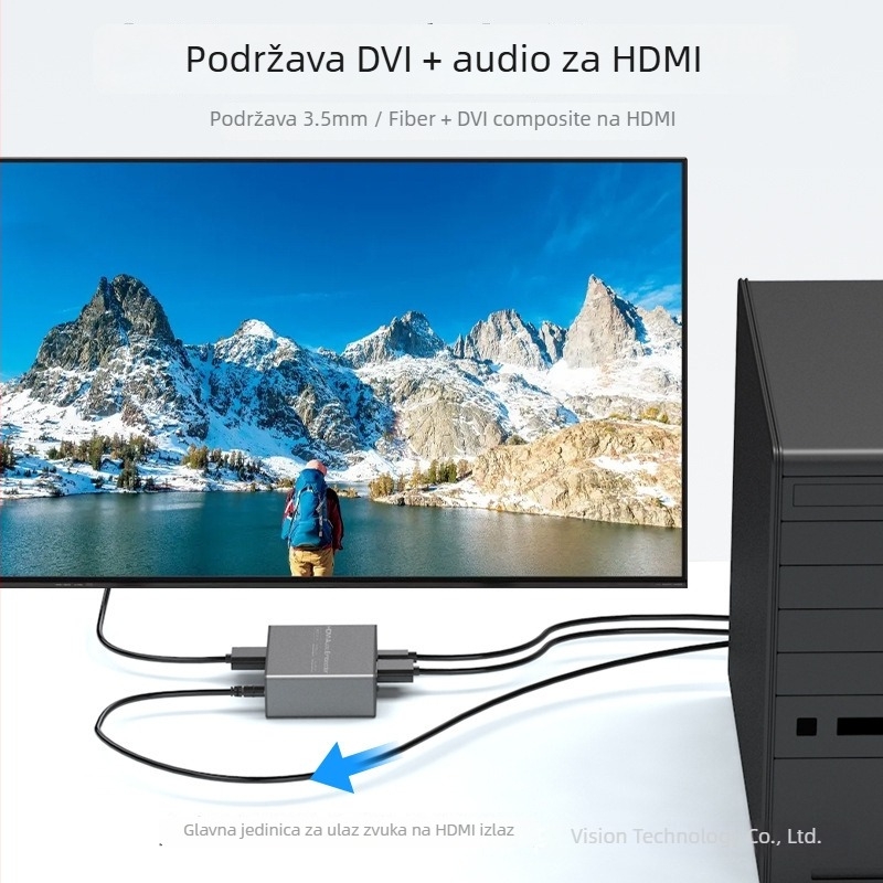 HDMI 2.0 audio embedder, HDMI audio sintetizator, pretvarač DVI + 3,5 mm na HDMI, 4K