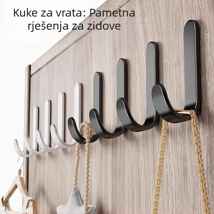 Kuka s jakim ljepilom, bez bušenja, nosivost 5 kg — nehrđajući čelik, za kuhinju, kupaonu, vrata, zid, dom