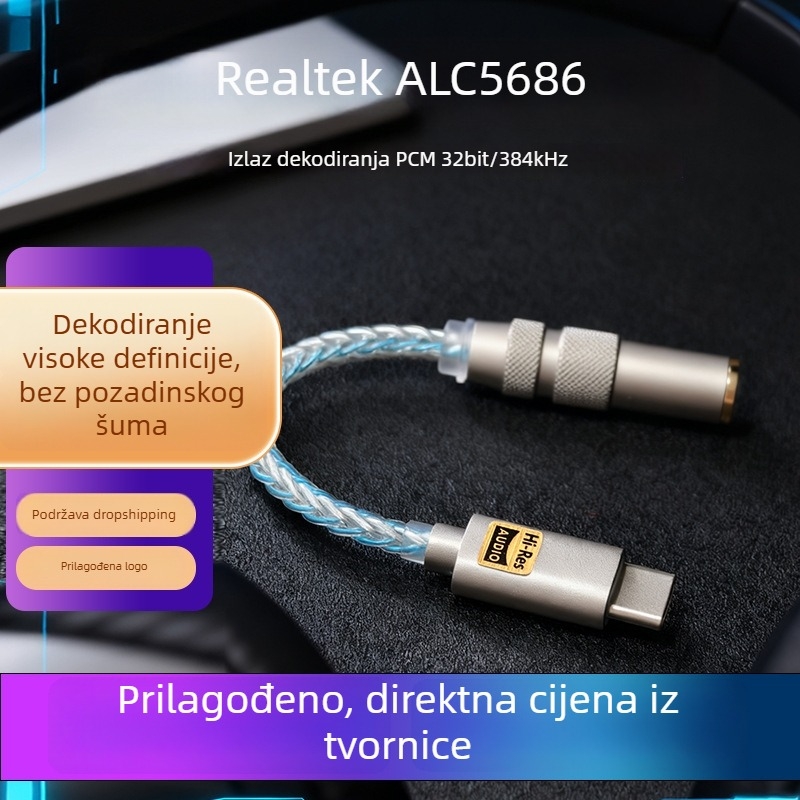 Type-C na 3,5 mm slušalice adapter s audio dekoderom i pojačalom - AK-12, univerzalni