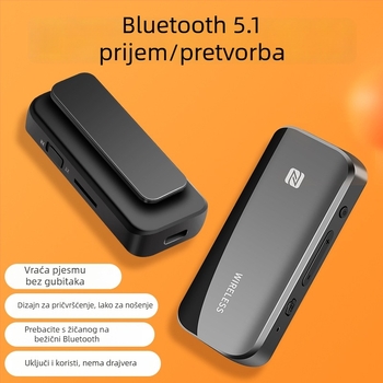 Bluetooth 5.1 dvostruki prijemnik/emitiranje s NFC, auto AUX adapter 2,5/3,5 mm, model T40, Plug & Play, domet 10 m