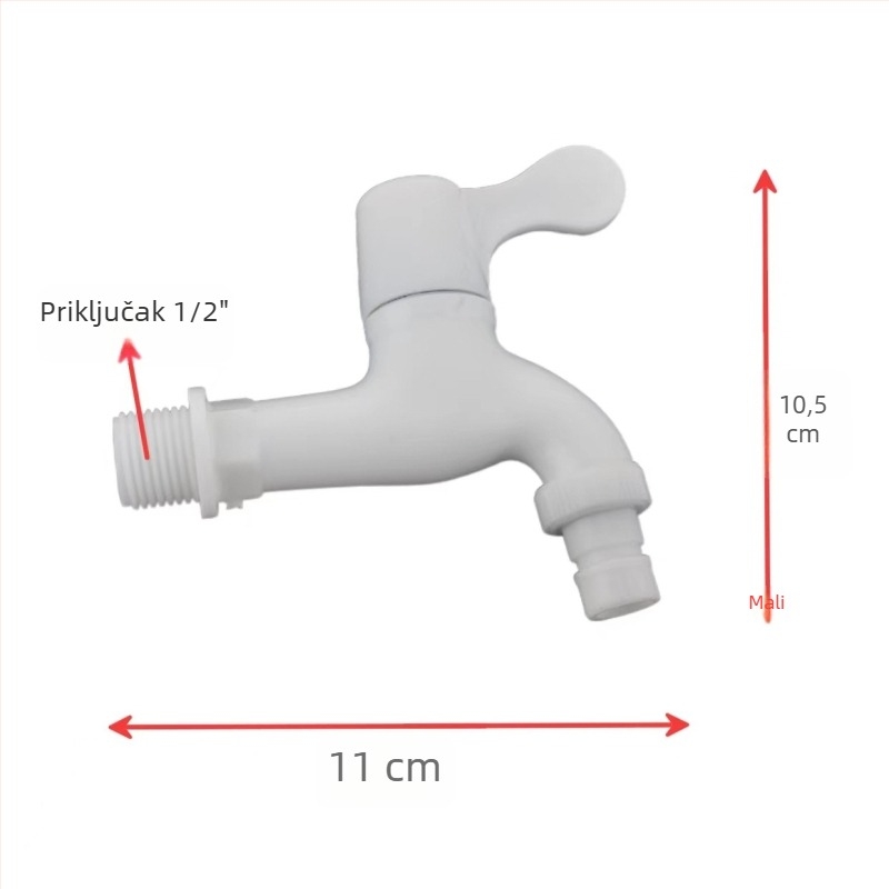 Produženi plastični ventil za perilicu rublja s keramičkim jezgrom ventila, navojno spoj, 0–90°C, 0,8–1,2 MPa