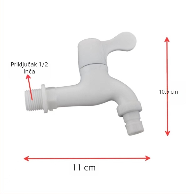 Produženi plastični ventil za perilicu rublja s keramičkim jezgrom ventila, navojno spoj, 0–90°C, 0,8–1,2 MPa