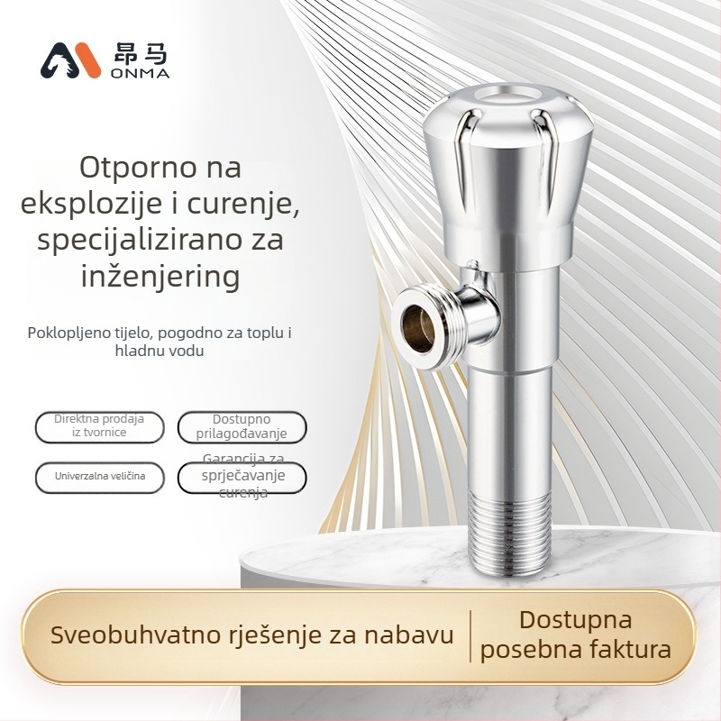 Kutni ventil, od nehrđajućeg čelika 201, navojna instalacija, radni tlak 1,4 MPa, za tuš sustav