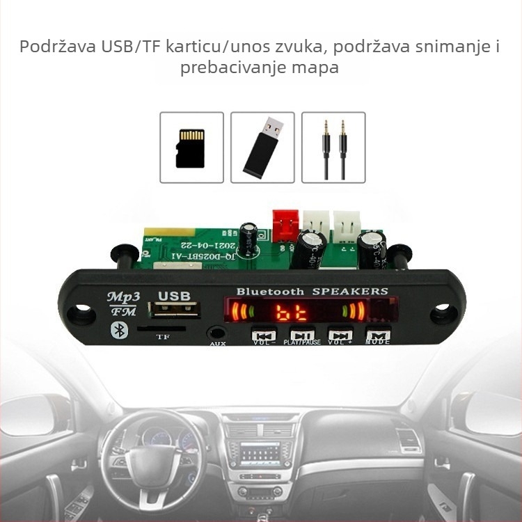 Bluetooth audio dekoder za auto pojačalo, MP3 dekoder modul, visokokvalitetan zvuk, 2x40W izlaz