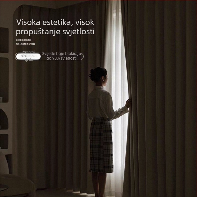 Dvostrane guste Chenille blackout zavjese, potpuno zatamnjene, ista boja na obje strane, za dnevni boravak, spavaću sobu i prozor tip bay