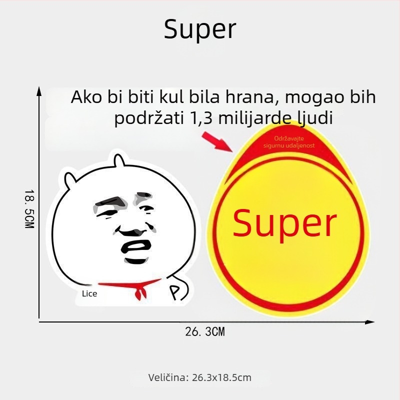 Auto naljepnica s motivom osobe i paket emoji, montaža usisnom čašom, bez prilagođavanja