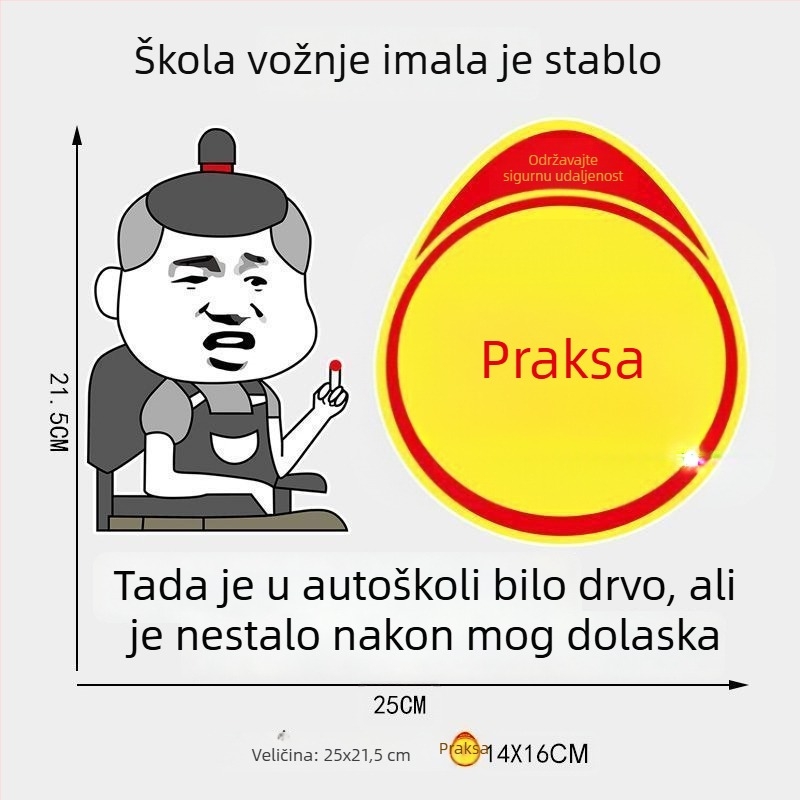 Auto naljepnica s motivom osobe i paket emoji, montaža usisnom čašom, bez prilagođavanja