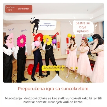 Vjenčani rekviziti za šalu: suncokret saxofon i igre s balonima
