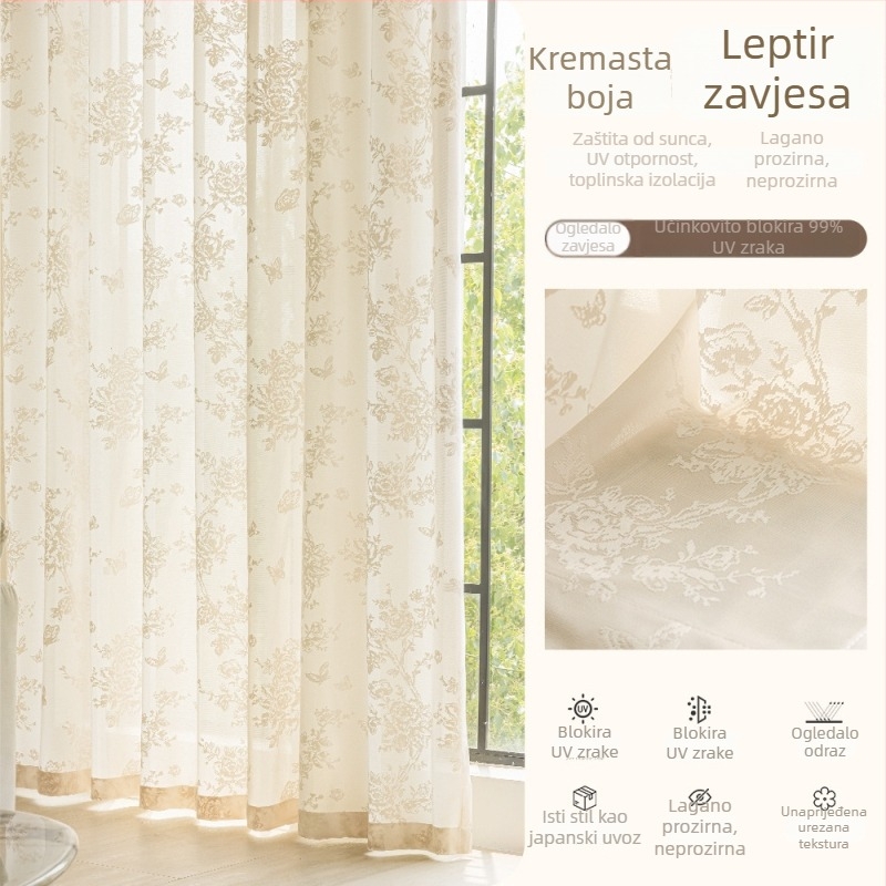 Jacquard zavjese od poliestera, poluprozirne, ali nisu prozirne, za dnevni boravak, spavaću sobu, balkon i restoran