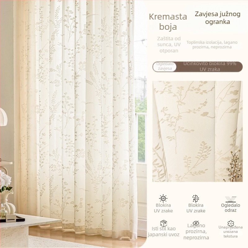 Jacquard zavjese od poliestera, poluprozirne, ali nisu prozirne, za dnevni boravak, spavaću sobu, balkon i restoran