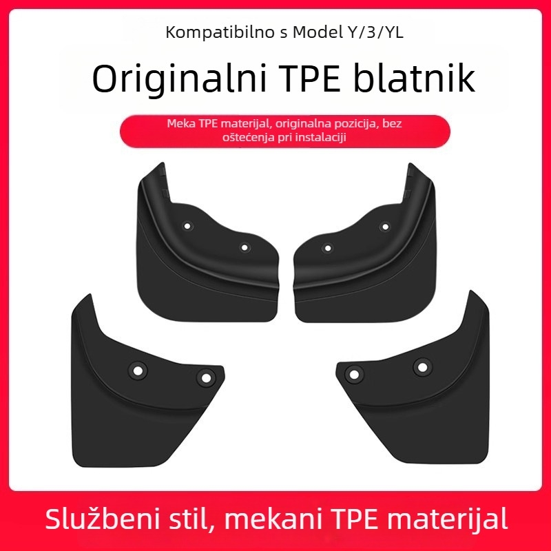 Blatnik za Tesla Model 3 i Model Y — prednji i stražnji, plastično tijelo, TPE blatnik za zaštitu od prskanja i ogrebotina, prilagodljivo ugradnja