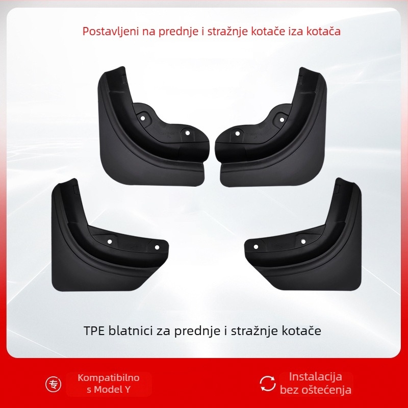 Blatnik za Tesla Model 3 i Model Y — prednji i stražnji, plastično tijelo, TPE blatnik za zaštitu od prskanja i ogrebotina, prilagodljivo ugradnja