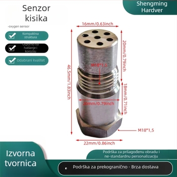 Senzor kisika, nehrđajući čelik, otporan na trošenje, otporan na koroziju, navoja M18*1.5, opseg mjerenja 0.1, točnost 0.1, spremnik goriva