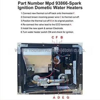 Set senzora iskre za RV grijač vode 91447 93866 93868 – termički prekidač, bakar žica i pjena