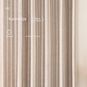 Zavjese s prugama od poliestera, jacquard tkanina, krem boja, japanski Wabi-Sabi stil, moderan minimalistički dizajn za dnevni boravak i spavaću sobu