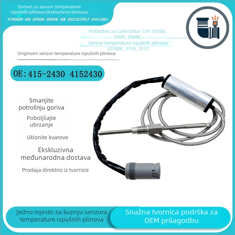 Senzor temperature ispušnih plinova 415-2430/4152430, kompatibilan s CAT 3508B/3508; raspon mjerenja: 100; točnost: 100; primjenjivi raspon: struja