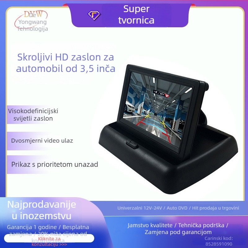 Vizualni radar za vožnju unazad s 4 sonde, domet detekcije 2,5 m, napajanje 12V, glasovni upozorenja