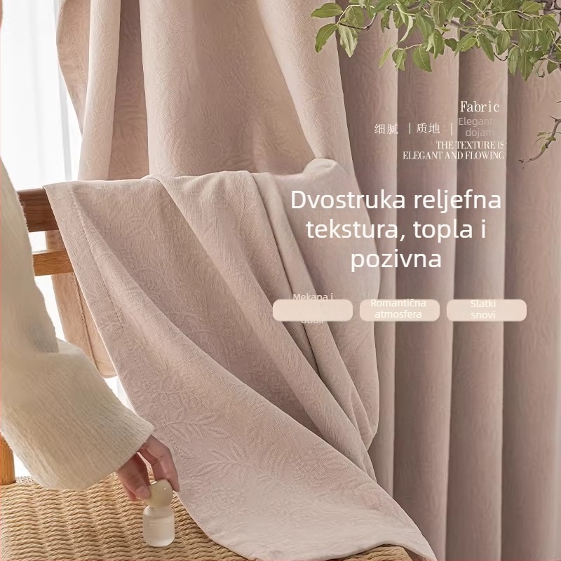 Zavjese od poliesterskog jacquarda | Model TH0218, moderni minimalistički stil, 90–100% zatamnjenje