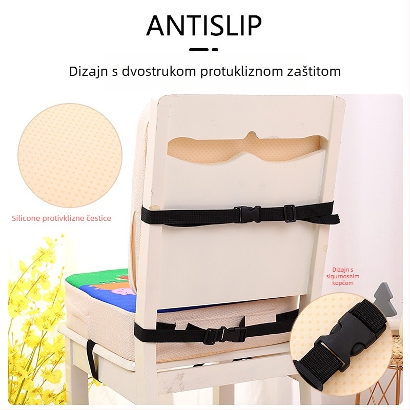 Jastučić za stol za učenike, debeli, povećava visinu, protuklizni, crtani motiv, materijal pamuk i lan