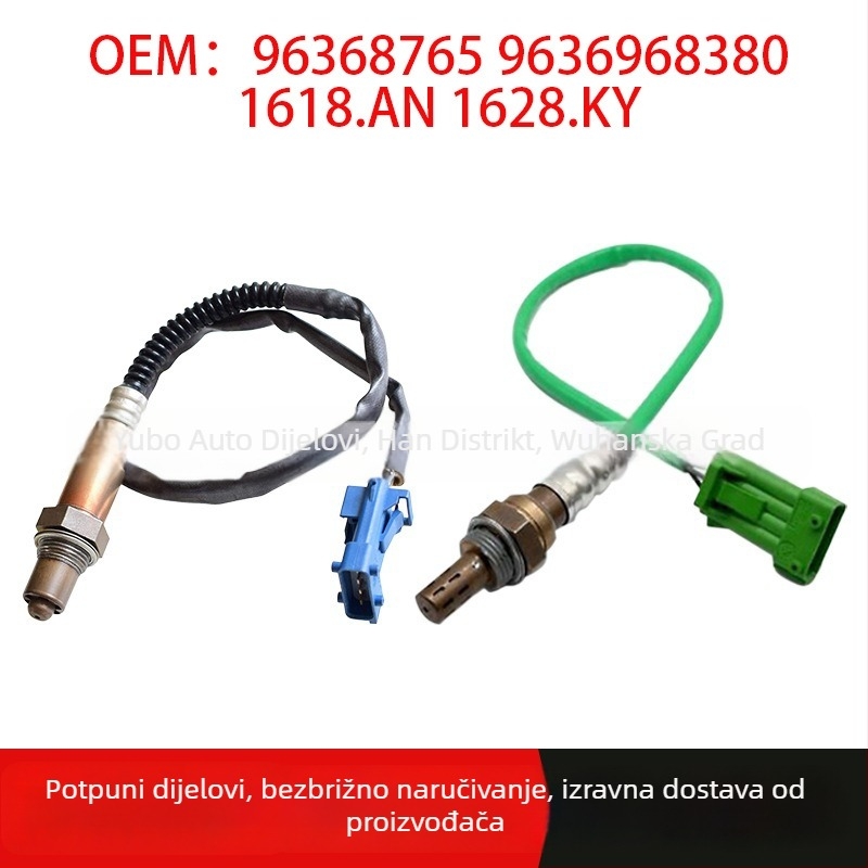 Senzor kisika za automobil, set od 2 komada, modeli 96368765 9636968380 1618.AN 1628.KY, kompatibilno s Peugeot, oznake proizvoda 9805348090 9805347980 98021996ZD, materijal plastika i guma