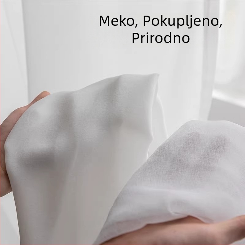 Nordijska tiul zavjesa za prozor – debeli, prozračna, poliester, strojno pranje