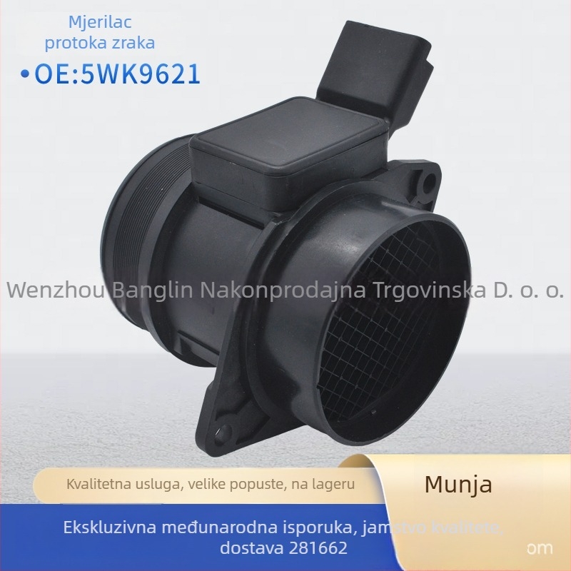 Senzor protoka zraka za automobil / mjerač protoka zraka— modeli 009142101, AMMQ19623, 000019207S, 19207S, 558004HQ; domet mjerenja 9629471080; točnost 9629471080; primjena: napon; OE: CSM6608, AF10186-12B1, FLOW096N, FLOW096AN, D29621