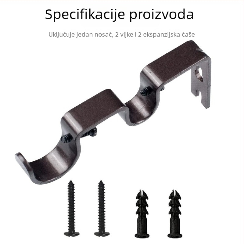 Dodatna oprema za zavjese – Željezni držač za dvostruku šipku za rimski štap, Model MZ180505, Stil moderne jednostavnosti, Težina 100 g