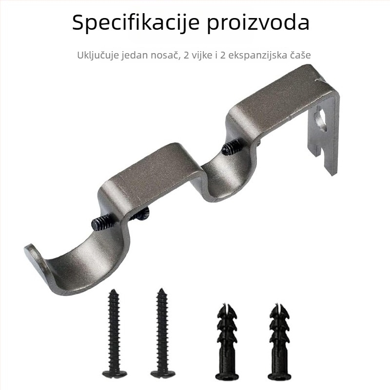 Dodatna oprema za zavjese – Željezni držač za dvostruku šipku za rimski štap, Model MZ180505, Stil moderne jednostavnosti, Težina 100 g