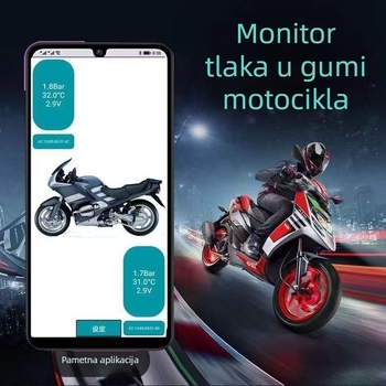 Prijenosni TPMS sustav za automobile i motocikle s Bluetooth senzorom tlaka u gumama i povezivanjem na mobilni telefon