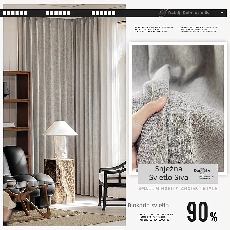 Zavjese s Chenille teksturom, potpuno zatamnjenje 90–100%, poliester, jacquard, kineski klasični stil, pogodne za erker prozore i prozore od poda do stropa