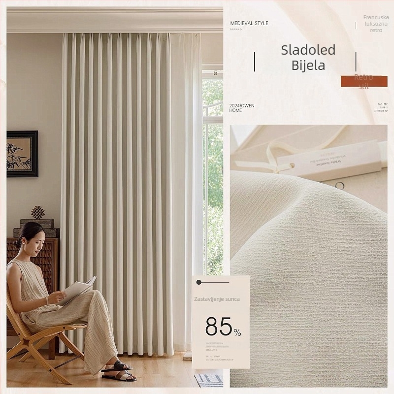 Zavjese s Chenille teksturom, potpuno zatamnjenje 90–100%, poliester, jacquard, kineski klasični stil, pogodne za erker prozore i prozore od poda do stropa