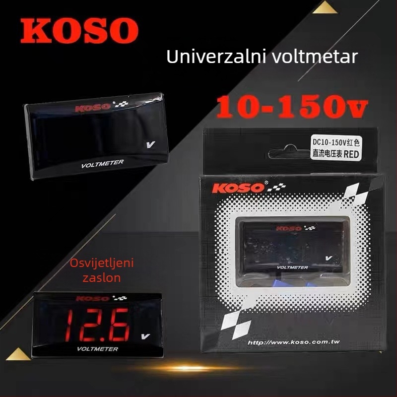 KOSO voltmetar za terenski motocikl, raspon 10–150V, vodootporan dodatak za električni motocikl