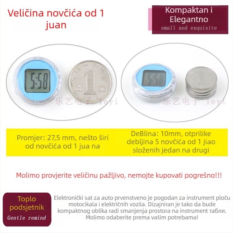 Elektronički sat za motocikl – vodootporan dodatak za modifikaciju vremena, MTZ model, ABS plastika + mehanizam, univerzalna kompatibilnost, težina 0,007 kg