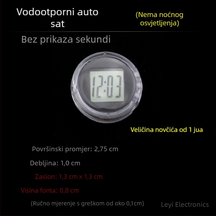 Vodootporan elektronički sat za motocikle i električna vozila, MTZ Yan lisheer, težina 0.007, univerzalna kompatibilnost, s dvostrano ljepivom trakom