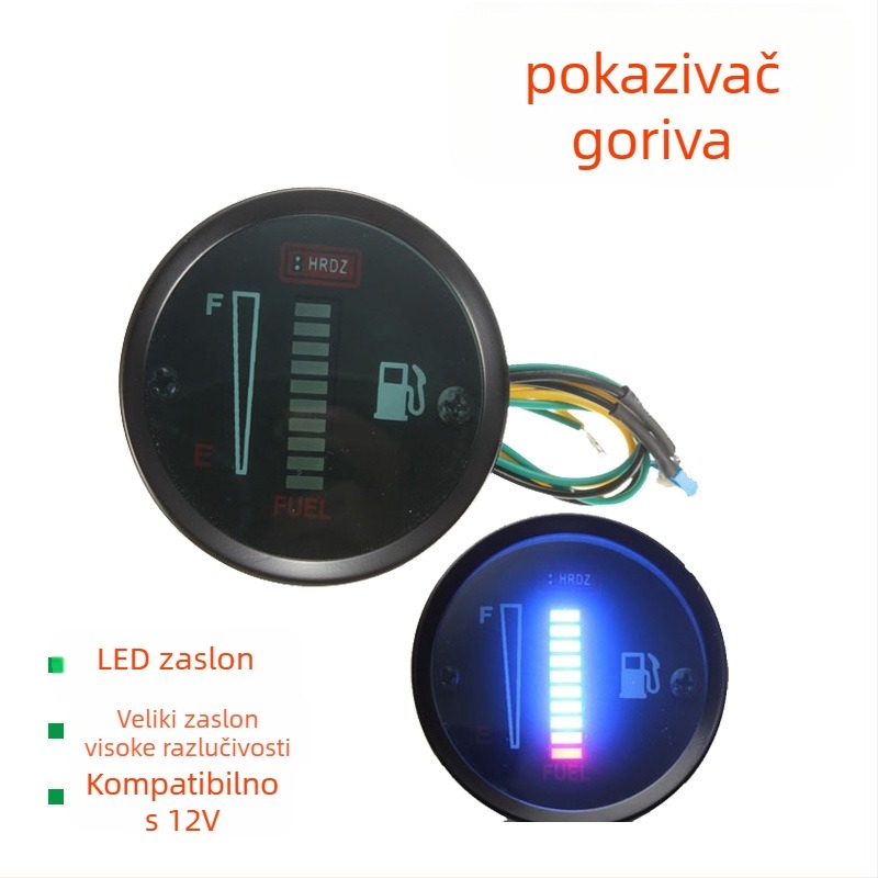 Pokazivač razine goriva za automobile i motocikle, model B3049, elektroplatinirano željezo, LED, 12V
