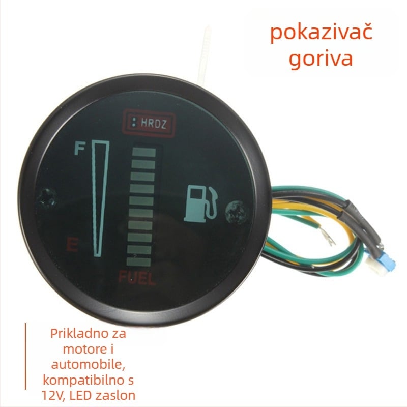 Pokazivač razine goriva za automobile i motocikle, model B3049, elektroplatinirano željezo, LED, 12V