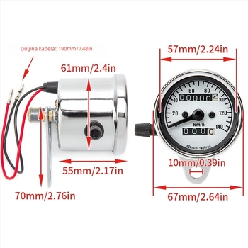 Elektronički tachometar s dvostrukim odometrom 140 (electroplating) – JS, 12V