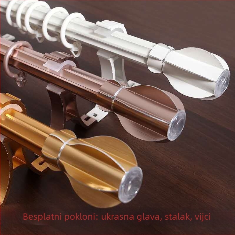 Aluminijska rimska šipka za zavjese s debelim nosačem, za jednostranu ili dvostruku šipku, šina za zavjese