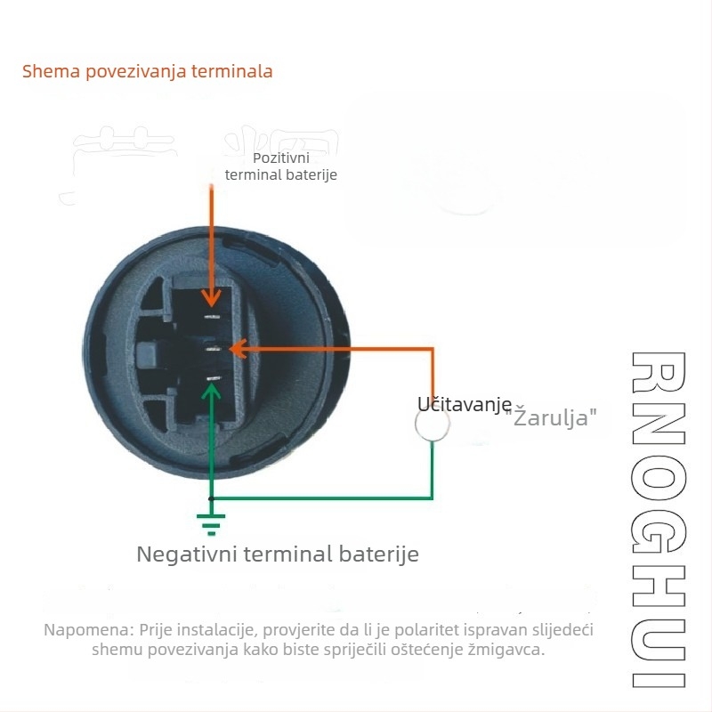 Ronghui RH12V3P-MT relej za svjetla sa zvučnim podsjetnikom za električne motocikle (IP65, 85 c/min, kompatibilno WY125, GY6-125 Guangyang 100)