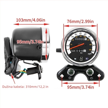 GN CG125 motociklistički instrument ploča – retro modificirani tachometar i odometar, 12V kompatibilnost, kućište od 304 nerđajućeg čelika, 99% točnost