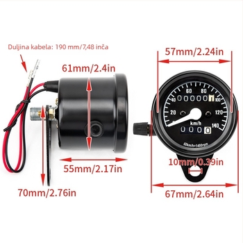 Elektronski tahometar za motocikl s dvostrukim kilometromjerom; JBL model 140; napajanje 12V