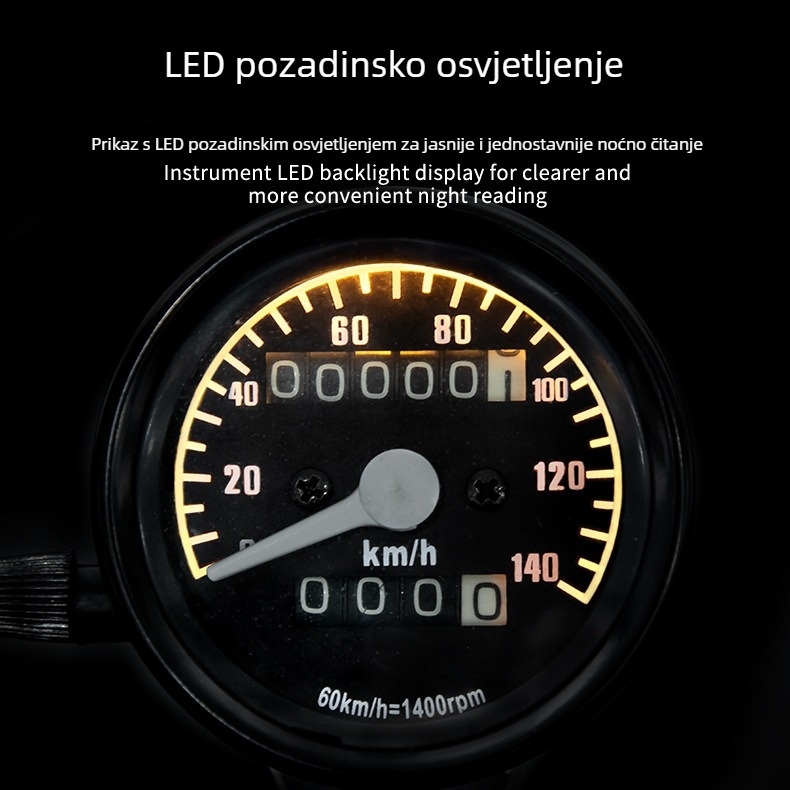 Elektronski tahometar za motocikl s dvostrukim kilometromjerom; JBL model 140; napajanje 12V