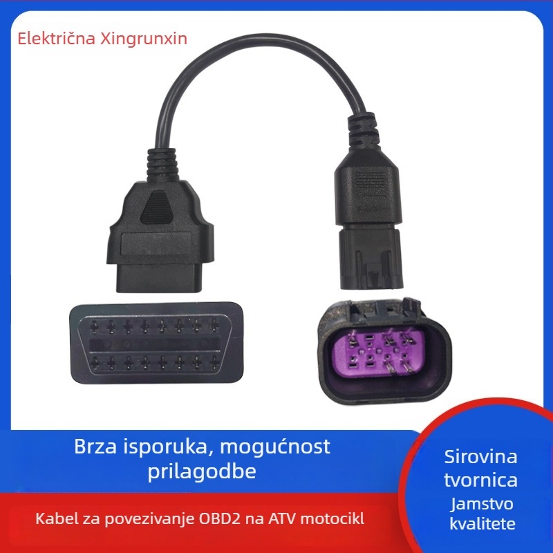 Uređaj za dijagnostiku kvarova motorja - OBD2 16-pin pretvarač kabel ATV Polaris ATV (12V, 56°C)