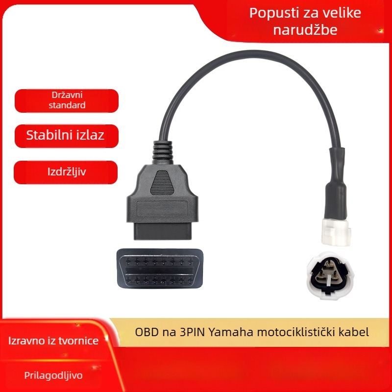OBD2 3-pin adapter kabel za EFI motocikl s niklovanom izolacijom