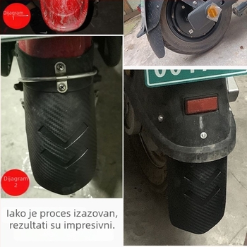 Prošireni prednji blatnik i komplet stražnjeg blatnika za motocikle i električna tricikla – univerzalna kompatibilnost, polipropilen (PP), vodootporna zaštita