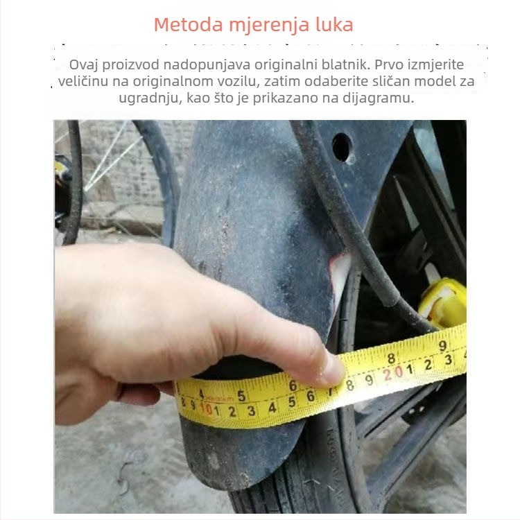 Prošireni prednji blatnik i komplet stražnjeg blatnika za motocikle i električna tricikla – univerzalna kompatibilnost, polipropilen (PP), vodootporna zaštita