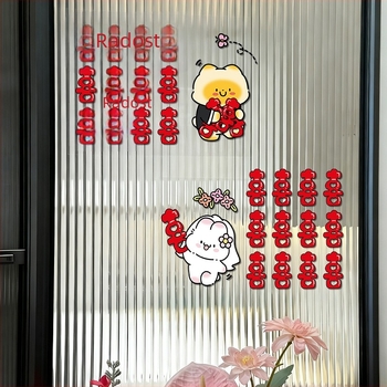 Vjenčani statični naljepnice za prozore, staklo i ogledala – motiv Dvostruko Sretan, PVC materijal, montaža ljepilnom trakom, vjenčana dekoracija